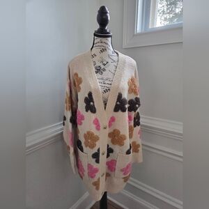Bibi Flower Knit Long Cardigan